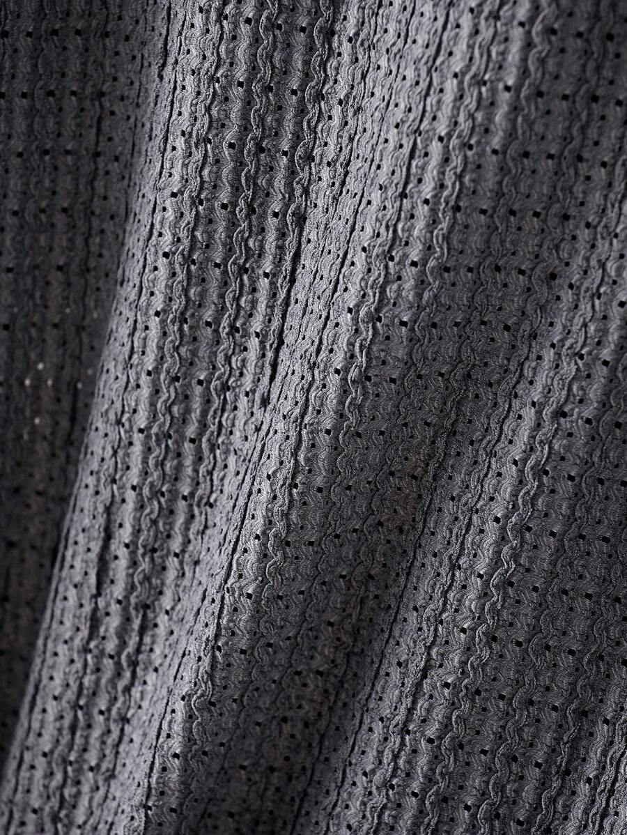 Manfinity CasualCool Heren Casual Effen Getextureerd Mesh Korte Mouw Overhemd, Zomer Herenkleding Heren Overhemden Heren Zomer Overhemden Herenkleding Heren Overhemden Herenkleding Heren Overhemden Casual Overhemden Voor Heren