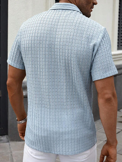Manfinity CasualCool Heren Casual Effen Getextureerd Mesh Korte Mouw Overhemd, Zomer Herenkleding Heren Overhemden Heren Zomer Overhemden Herenkleding Heren Overhemden Herenkleding Heren Overhemden Casual Overhemden Voor Heren