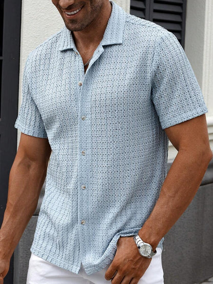 Manfinity CasualCool Heren Casual Effen Getextureerd Mesh Korte Mouw Overhemd, Zomer Herenkleding Heren Overhemden Heren Zomer Overhemden Herenkleding Heren Overhemden Herenkleding Heren Overhemden Casual Overhemden Voor Heren