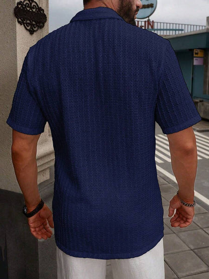Manfinity CasualCool Heren Casual Effen Getextureerd Mesh Korte Mouw Overhemd, Zomer Herenkleding Heren Overhemden Heren Zomer Overhemden Herenkleding Heren Overhemden Herenkleding Heren Overhemden Casual Overhemden Voor Heren