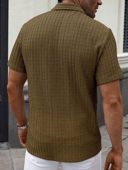 Manfinity CasualCool Heren Casual Effen Getextureerd Mesh Korte Mouw Overhemd, Zomer Herenkleding Heren Overhemden Heren Zomer Overhemden Herenkleding Heren Overhemden Herenkleding Heren Overhemden Casual Overhemden Voor Heren