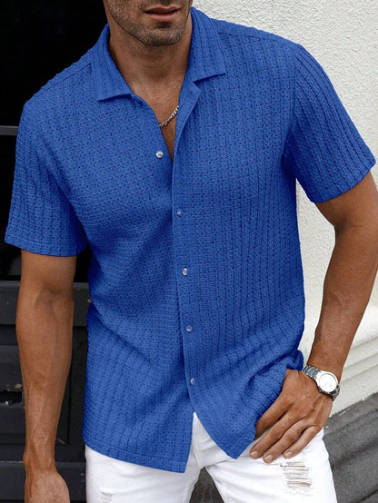 Manfinity CasualCool Heren Casual Effen Getextureerd Mesh Korte Mouw Overhemd, Zomer Herenkleding Heren Overhemden Heren Zomer Overhemden Herenkleding Heren Overhemden Herenkleding Heren Overhemden Casual Overhemden Voor Heren