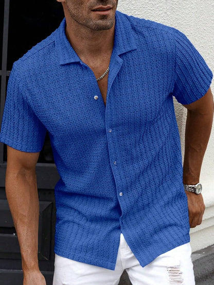 Manfinity CasualCool Heren Casual Effen Getextureerd Mesh Korte Mouw Overhemd, Zomer Herenkleding Heren Overhemden Heren Zomer Overhemden Herenkleding Heren Overhemden Herenkleding Heren Overhemden Casual Overhemden Voor Heren