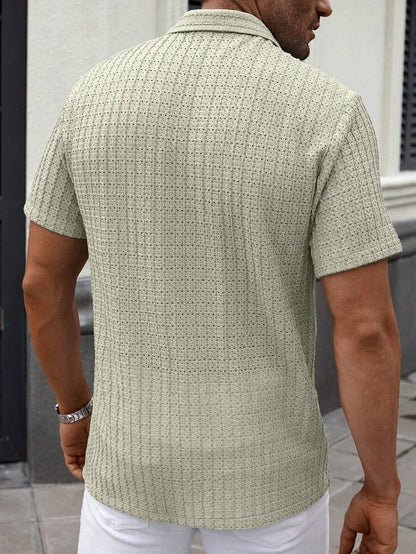 Manfinity CasualCool Heren Casual Effen Getextureerd Mesh Korte Mouw Overhemd, Zomer Herenkleding Heren Overhemden Heren Zomer Overhemden Herenkleding Heren Overhemden Herenkleding Heren Overhemden Casual Overhemden Voor Heren