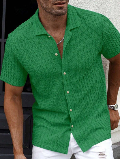 Manfinity CasualCool Heren Casual Effen Getextureerd Mesh Korte Mouw Overhemd, Zomer Herenkleding Heren Overhemden Heren Zomer Overhemden Herenkleding Heren Overhemden Herenkleding Heren Overhemden Casual Overhemden Voor Heren