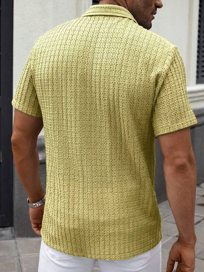 Manfinity CasualCool Heren Casual Effen Getextureerd Mesh Korte Mouw Overhemd, Zomer Herenkleding Heren Overhemden Heren Zomer Overhemden Herenkleding Heren Overhemden Herenkleding Heren Overhemden Casual Overhemden Voor Heren