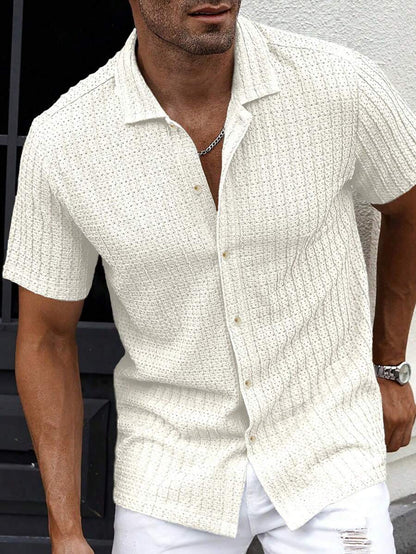 Manfinity CasualCool Heren Casual Effen Getextureerd Mesh Korte Mouw Overhemd, Zomer Herenkleding Heren Overhemden Heren Zomer Overhemden Herenkleding Heren Overhemden Herenkleding Heren Overhemden Casual Overhemden Voor Heren