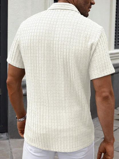 Manfinity CasualCool Heren Casual Effen Getextureerd Mesh Korte Mouw Overhemd, Zomer Herenkleding Heren Overhemden Heren Zomer Overhemden Herenkleding Heren Overhemden Herenkleding Heren Overhemden Casual Overhemden Voor Heren