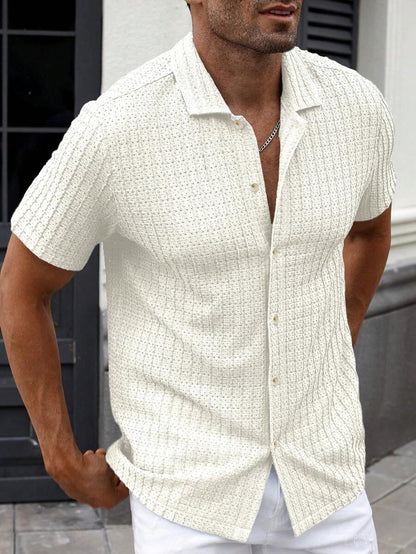 Manfinity CasualCool Heren Casual Effen Getextureerd Mesh Korte Mouw Overhemd, Zomer Herenkleding Heren Overhemden Heren Zomer Overhemden Herenkleding Heren Overhemden Herenkleding Heren Overhemden Casual Overhemden Voor Heren
